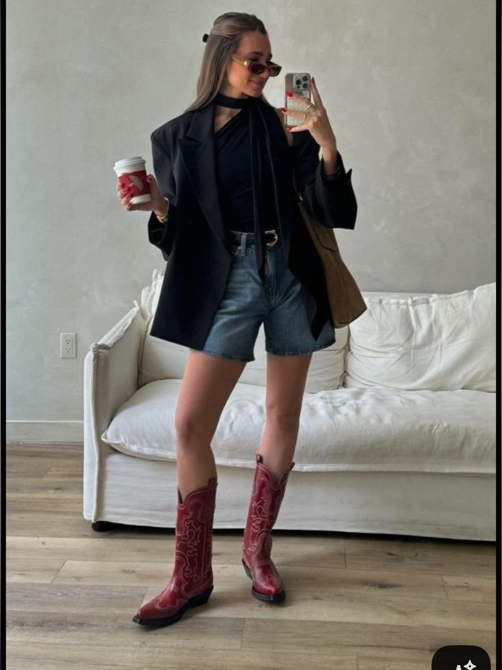 Ganni Red Cowboy Boots